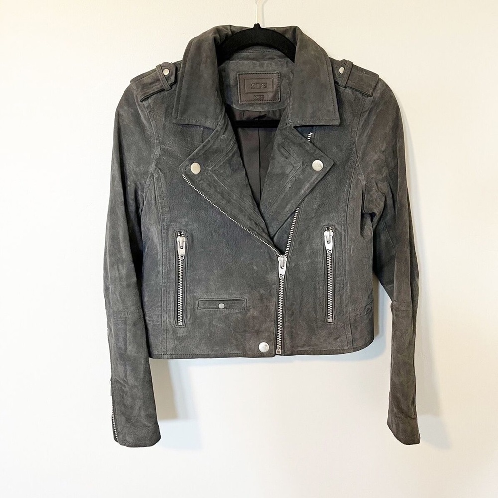 SL8 Blank NYC Gray Suede Leather Moto Jacket – Women’s XS